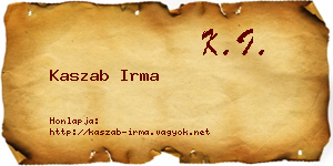 Kaszab Irma névjegykártya